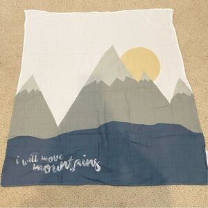 Lulujo Baby Cotton Muslin Security Blanket I Will Move Mountains Throw Boy
